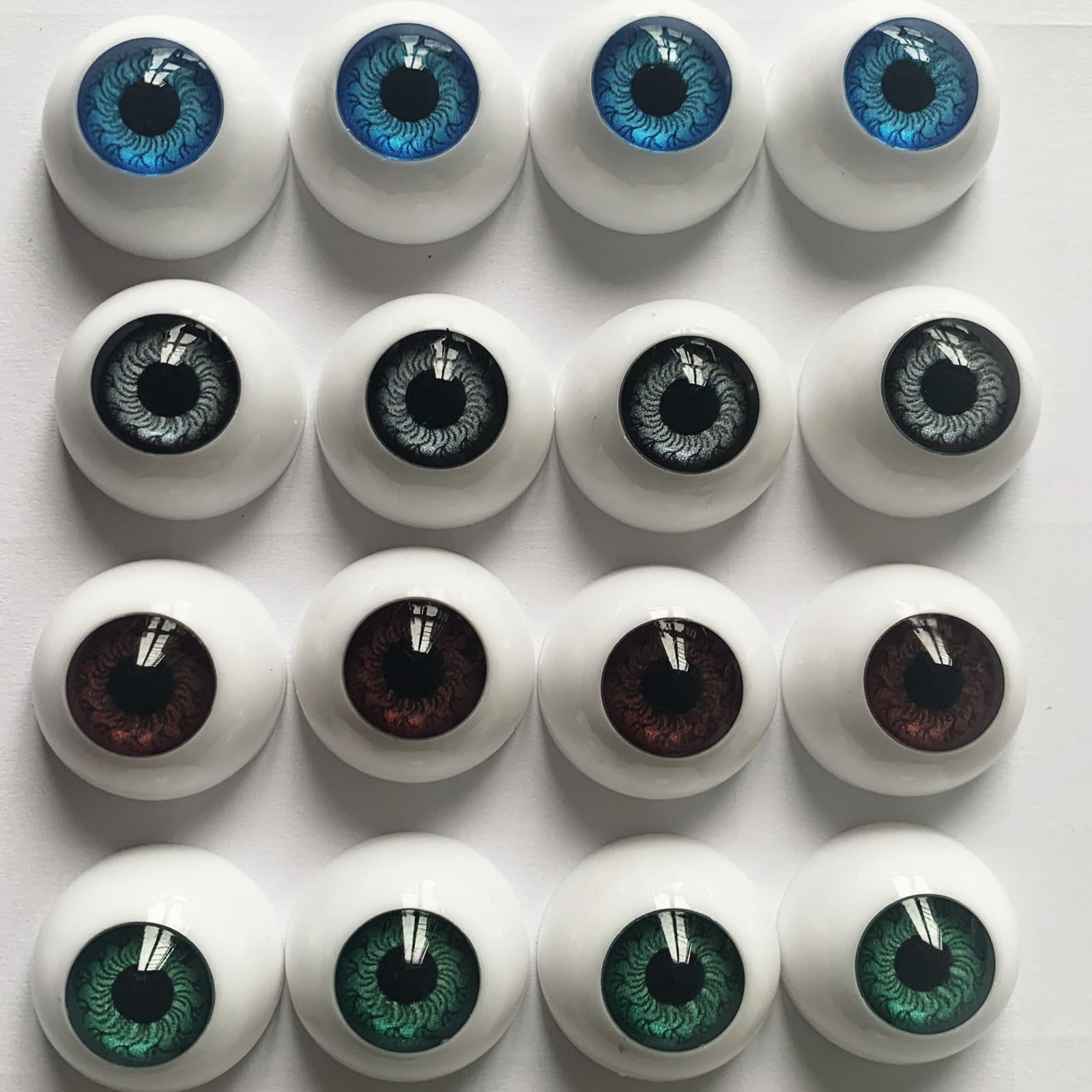 8 Pairs of 4 Colors 22mm Half Round Realistic Acrylic Eyes for Halloween Props, Masks, Dolls or Bears Craft Plastic Eyeballs (22mm)