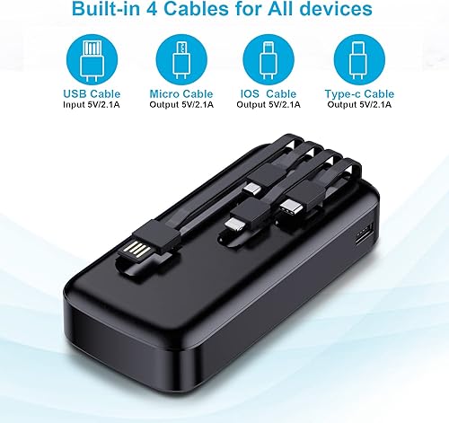 Miniatura 3 de Cargador portátil de 32000 mAh  225 W PD18 W USB C Power Bank de carga rápida batería externa con 4 cables integrados 5 salidas 3 entradas LED