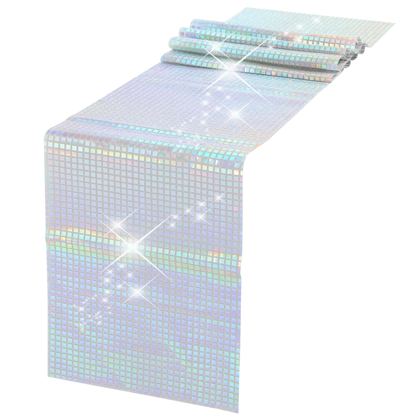 Runner Da Tavola Glitterato Argento - Stile Anni 70/80, 275x30 Cm, Per Feste E Compleanni - Foto 6