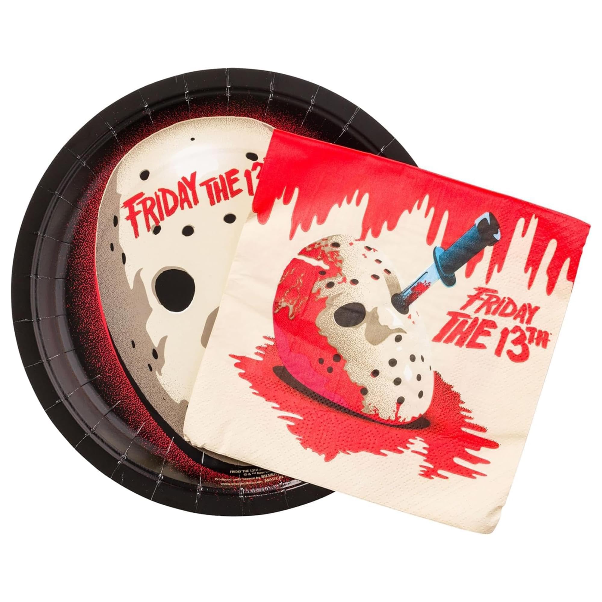 Silver Buffalo Friday the 13th 32 Pack Partyware Disposable Paper Plates and Napkins