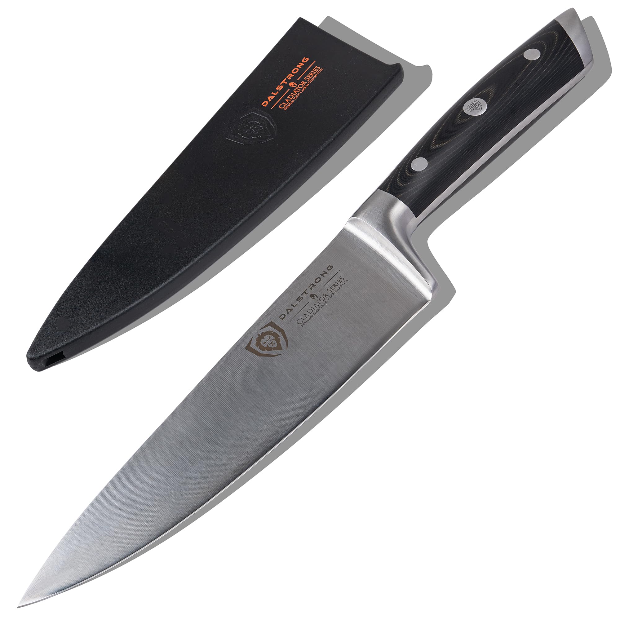 Chef Knife - 8 inch Blade - Forged HC German Steel Chef's Knife - Full Tang - Black G10 Handle - Gladiator Series ELITE - Razor Sharp Kitchen - Professional - Sheath - NSF Certified