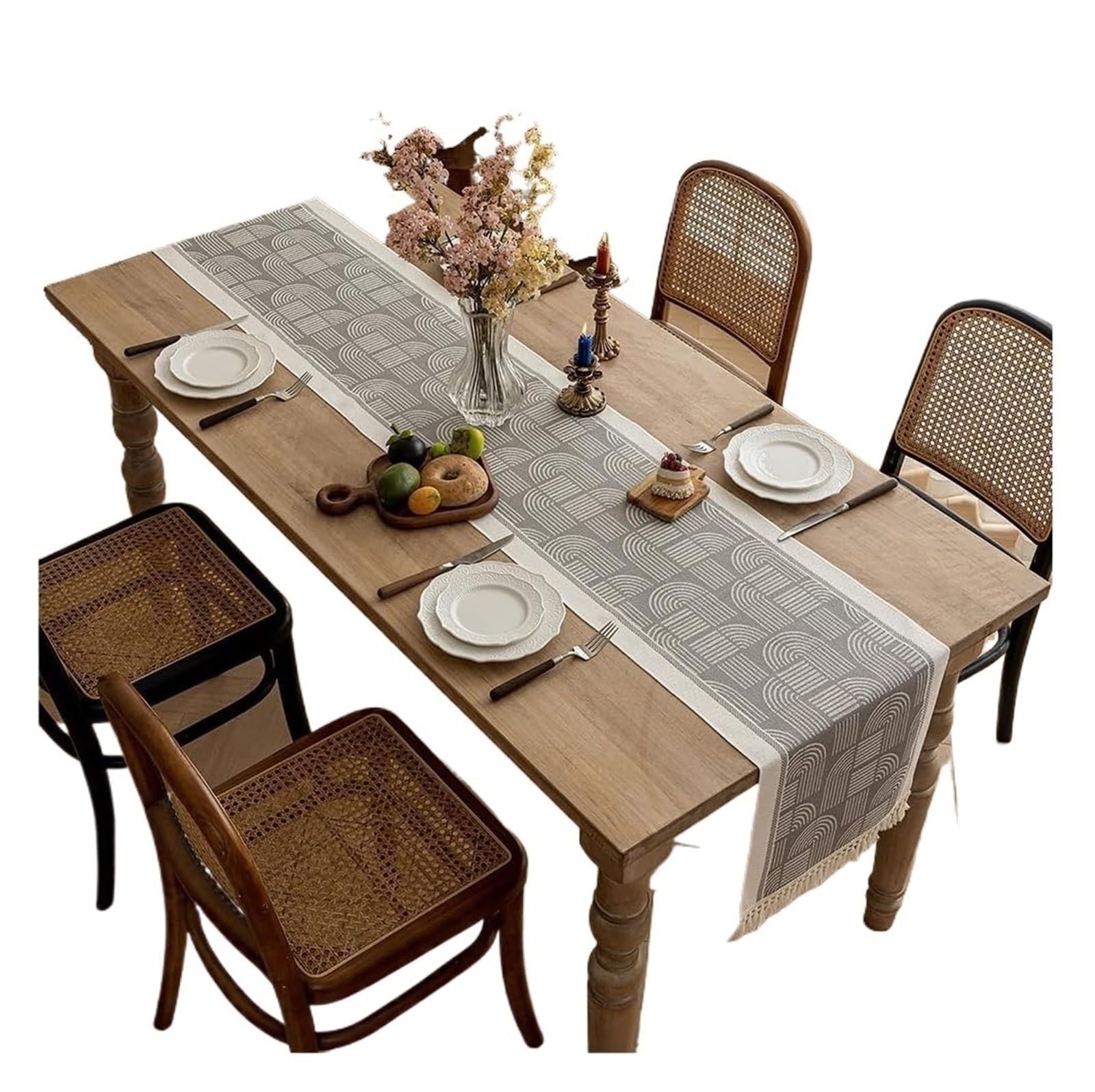 NIUSABOU Kitchen Dining TableDecoration, Farmhouse Table Runner Coffee Cover Multicolor Multiple Sizes(Gray-c,35x300cm(13.7x118.1in))