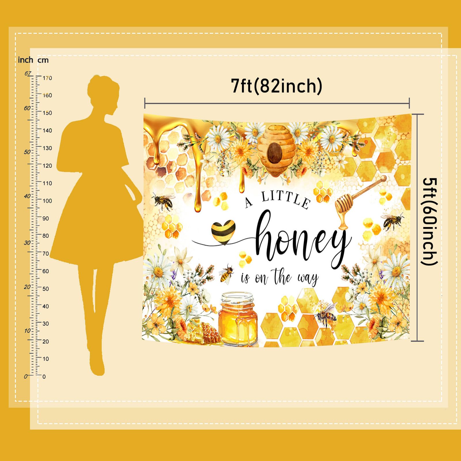 7x5ft Sweet As Can Bee Baby Shower Backdrop - Honeycomb Bumblebee Photography Background For Party Decor