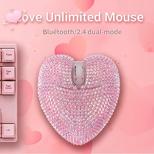 Miniatura 3 de elec Space Elegante ratón inalámbrico Bluetooth en forma de corazón, recargable, silencioso, luz RGB y perfecto para portátil y PC
