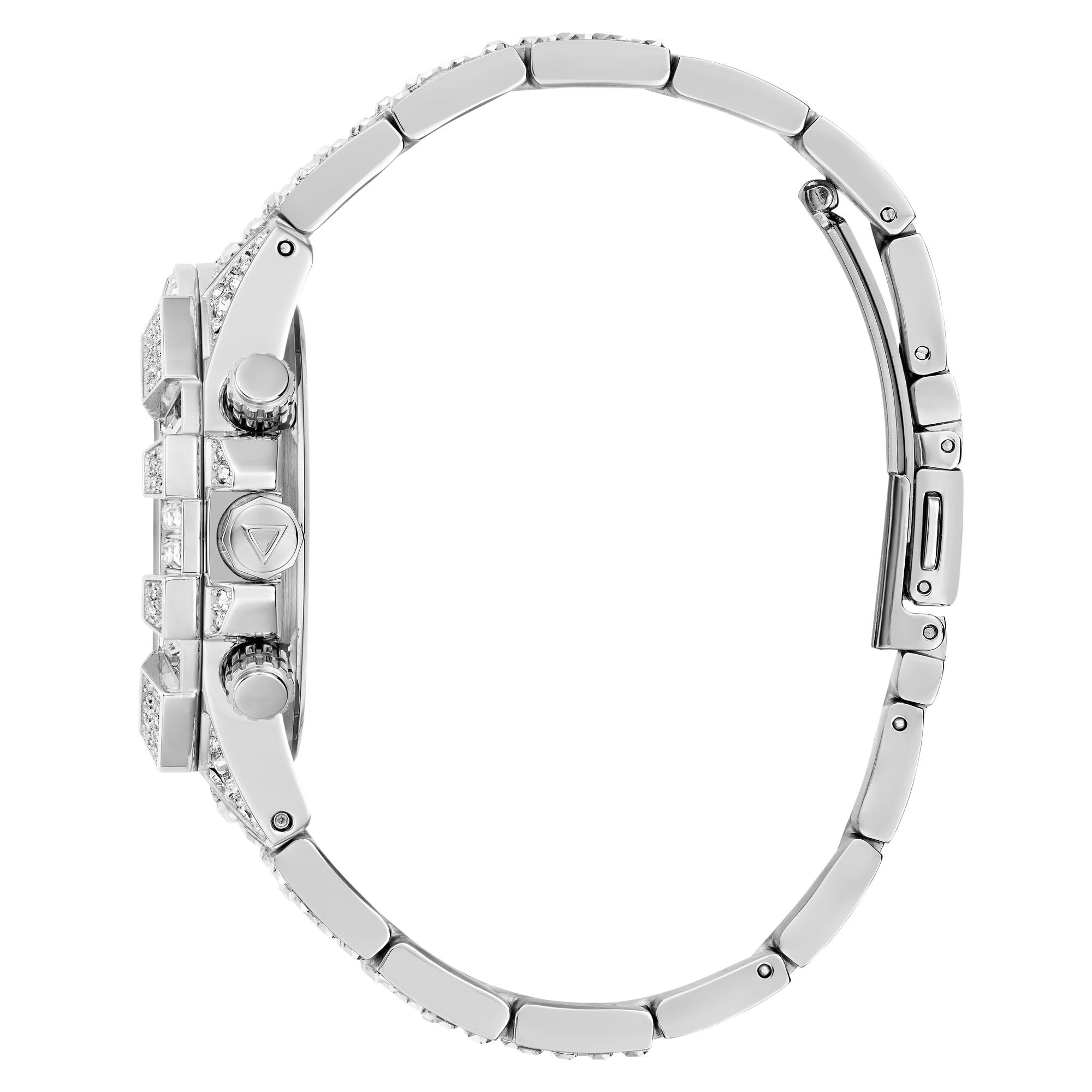 Guess Iconic 40TH Damen Armbanduhr mi Zirkonia in der Farbe Silber mit Armband aus Edelstahl, Wasserdichtigkeit: 5 bar, Gehäusedurchmesser: 40 mm, GW0812L1