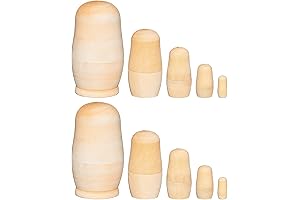 2 Sets Unpainted Russian Nesting Dolls for DIY Christmas Fun
