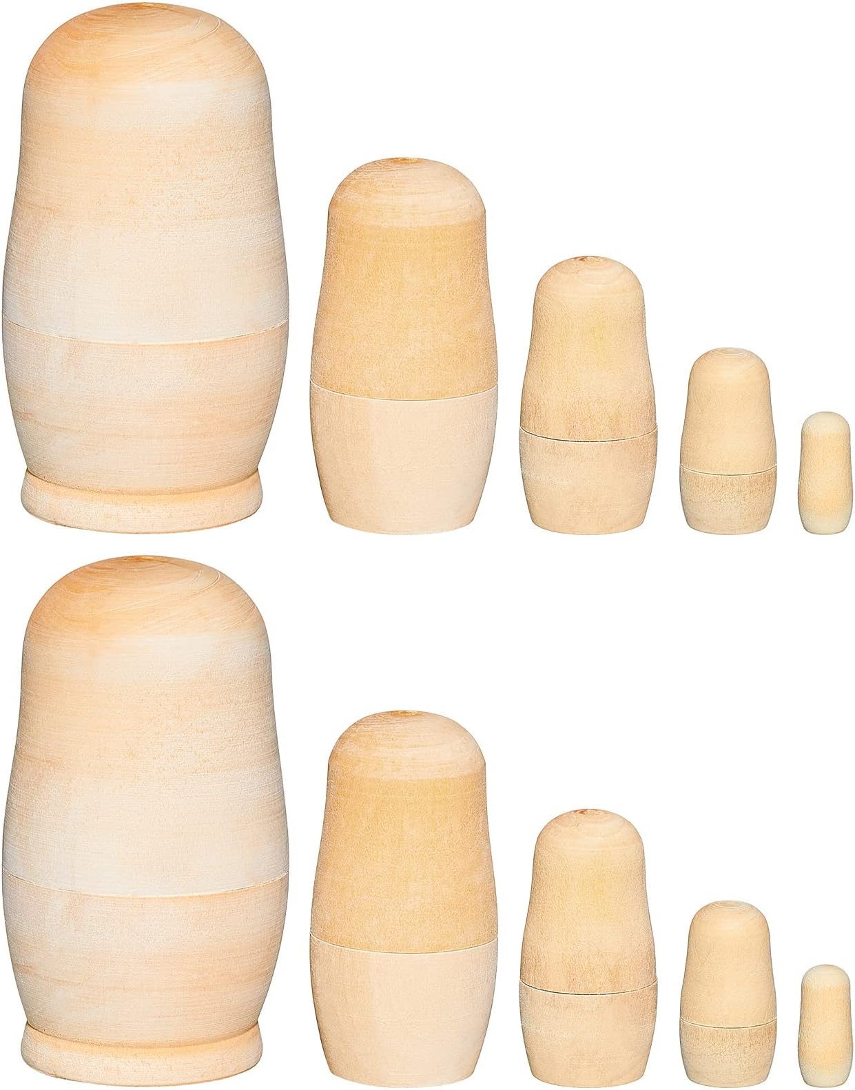 2 Sets Unpainted Nesting Dolls Blank Russian Nesting Dolls Personalize Create Your Own Easter Russian Doll Wooden Matryoshka DIY Kit for Kids