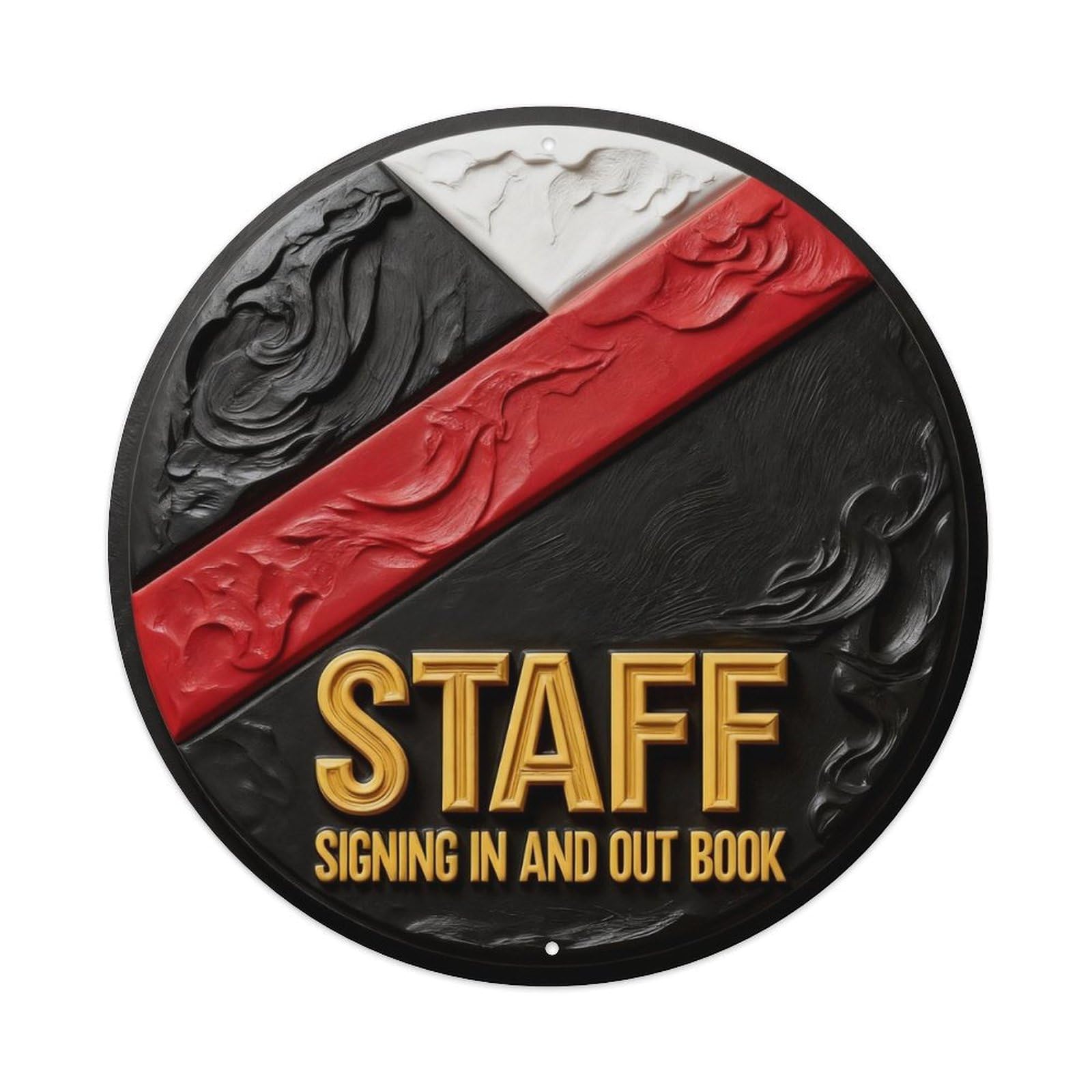 Staff Signing In And Out Book Round Metal Tin Sign Vintage Wall Decor, Bar Garage Cafe Kitchen Home Wall Art Poster 8x8inches
