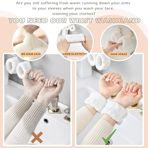 Miniatura 4 de Muñequeras para lavar la cara, pulseras de spa, 8 unidades, toallas de muñeca de microfibra, pulseras de lavado facial, bandas absorbentes para