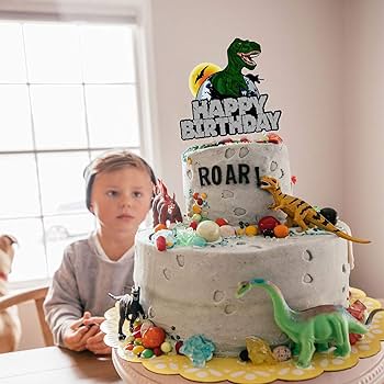 Amazon.co.jp: アクリル恐竜 ハッピーバースデーケーキトッパー