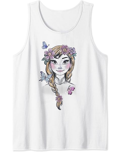 Disney Frozen Anna Drawn Portrait With Flowers Tank Top