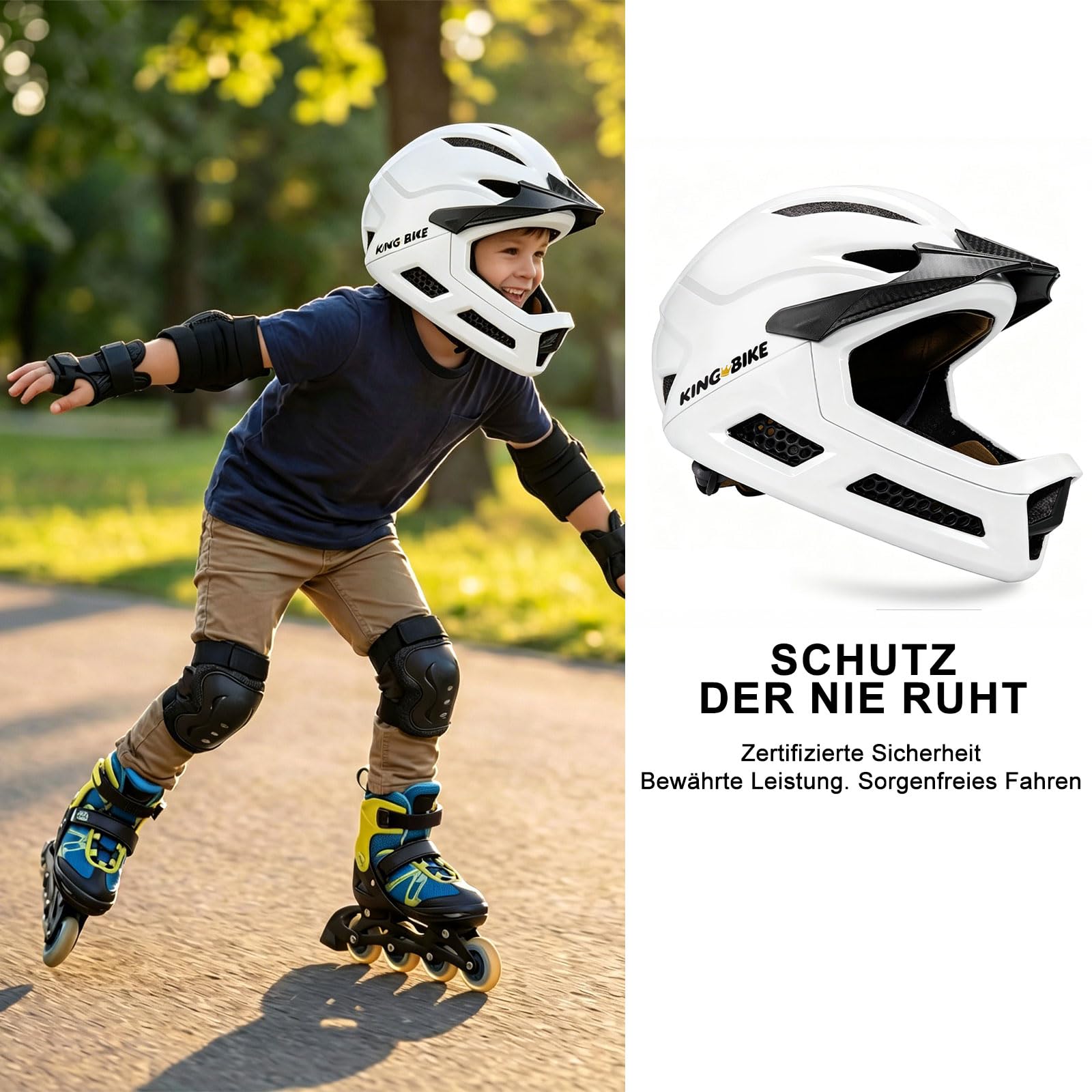 Casco da bicicletta per bambini a partire da 3-5-8 anni, protezione integrale per bicicletta, scooter e sport, per ragazzi e ragazze