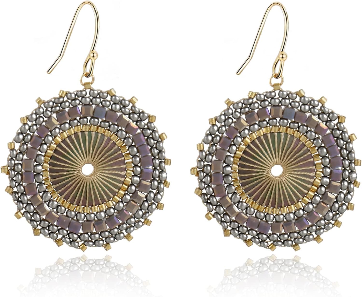 Colorful Bead Earrings For Women Summer Beach Handmade Bead Earrings Bohemia Hoop Dangle Earring For women