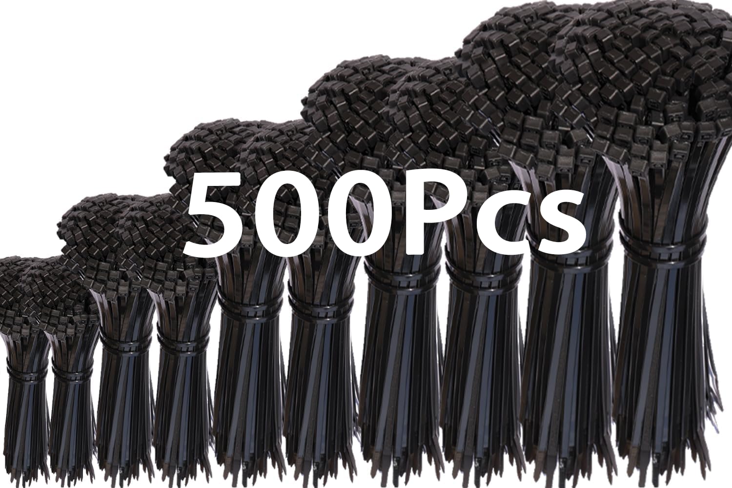 Zestaw 500 czarnych opasek kablowych 200 mm, odporne na promieniowanie UV, do zarządzania kablami, prac ogrodowych (500 sztuk, ZD-004)