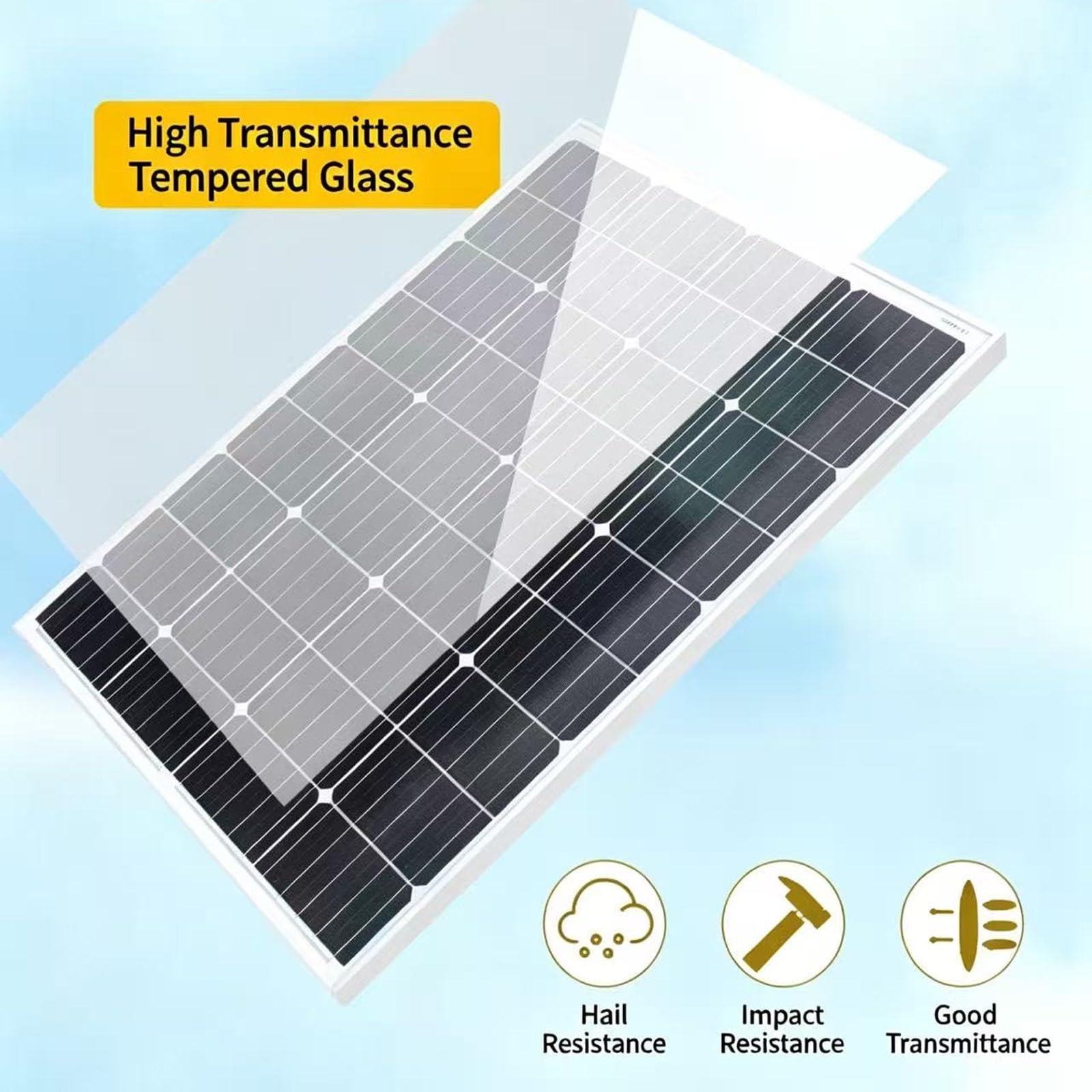 Pannello Solare Monocristallino da 100 W E 18 V, Stazione di Ricarica Portatile, Ideale per Camper, Abitazioni E Baite di Montagna 1010 * 460 * 30mm