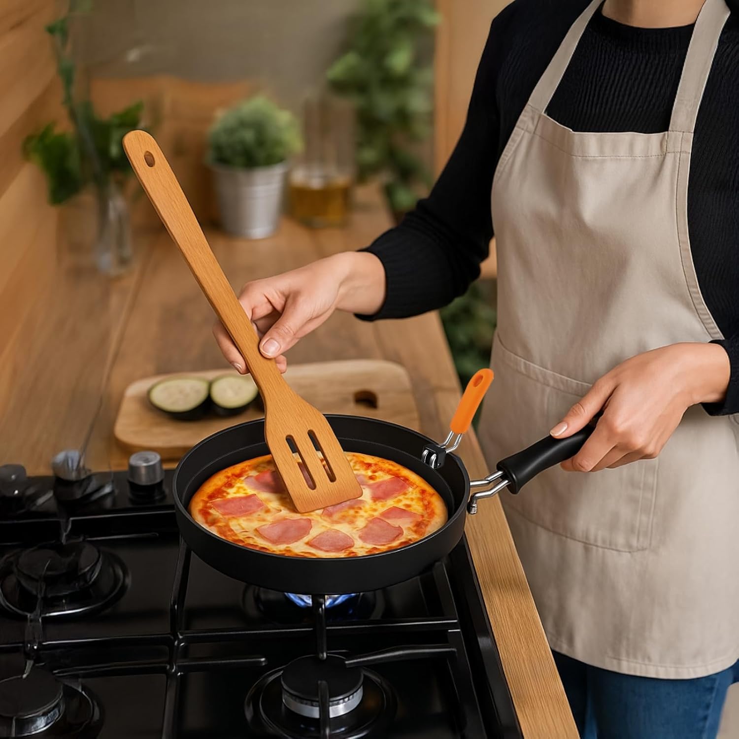 4 Extra Large Egg Rings, 8-Inch Round Omelette Molds with Silicone Handles, Nonstick Stainless Steel for Quick Cleanup, Ideal for Pancakes, Burgers, and Eggs