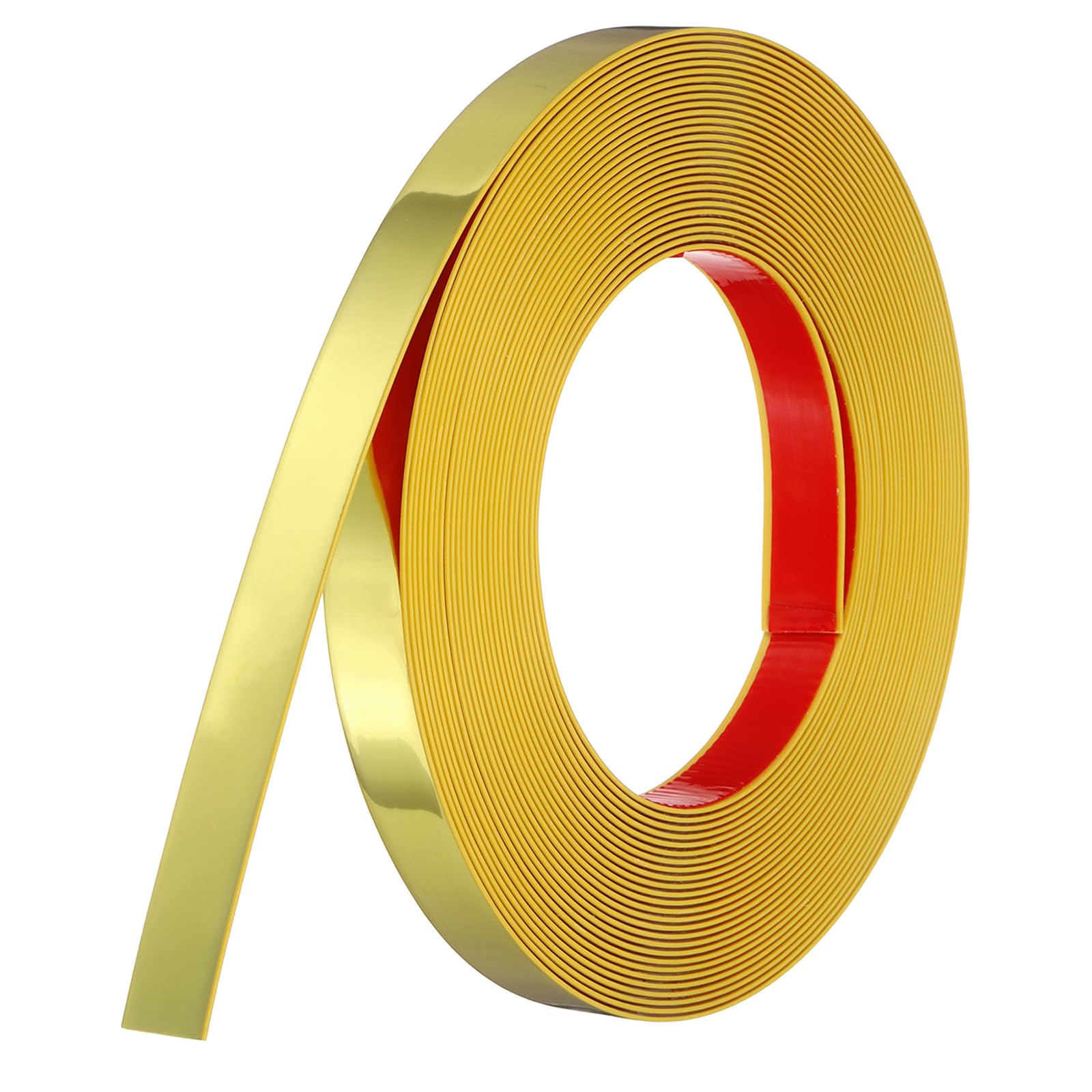 sourcing map Gold Peel and Stick Molding Trim, 0.8 Inch x 39.4 ft Self-Adhesive Mirror Tape, Flexible PVC Border Strip for Wall Decoration Tile Edge Ceiling Floor Frame Furniture Decoration