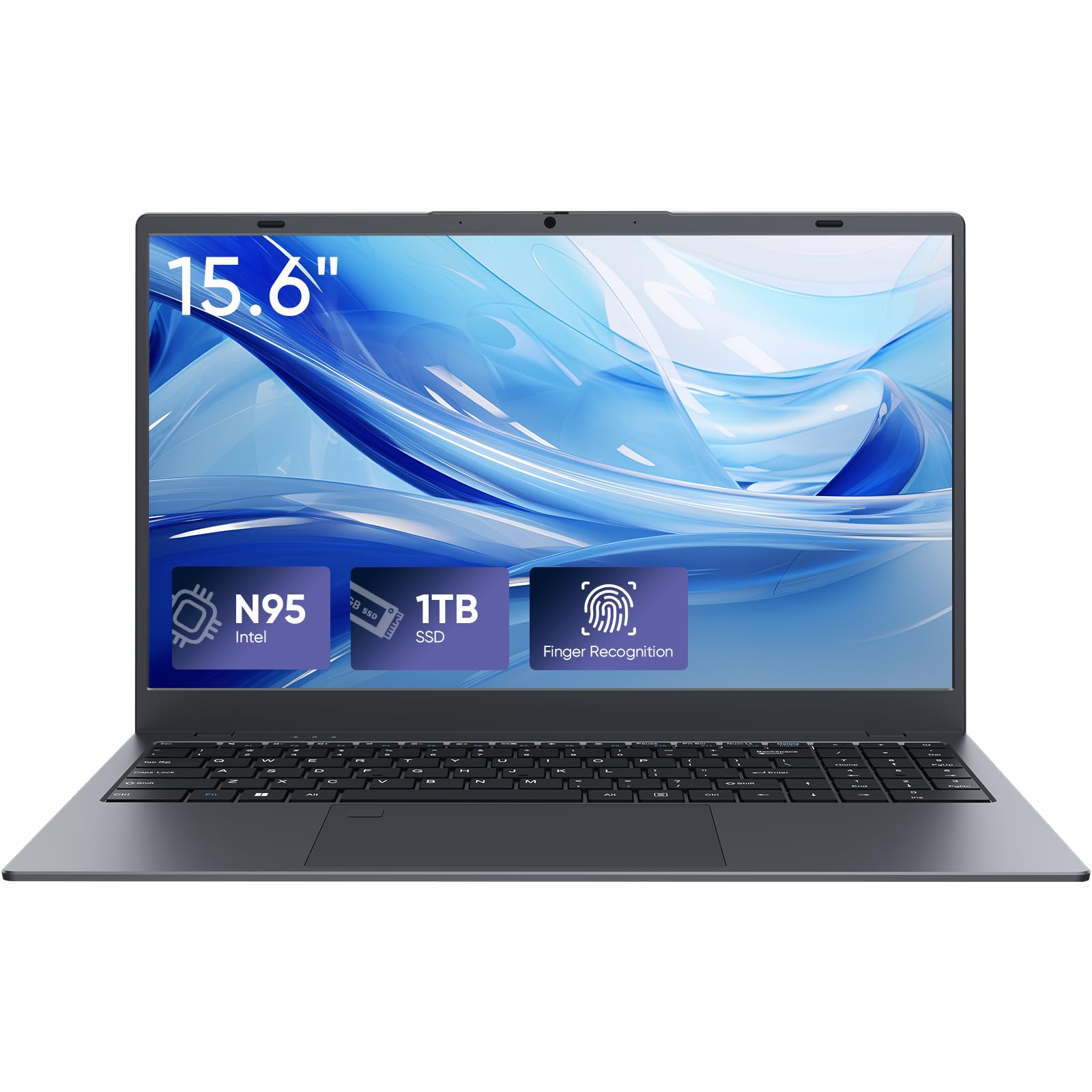 INHONLAP Laptop Computer, 1TB SSD, 12GB RAM Laptops, Quad Core N95 Processor, 15.6" FHD IPS Display, Laptop Support Fingerprint, WiFi 5, BT 5.0, USB-C, HDMI, Black