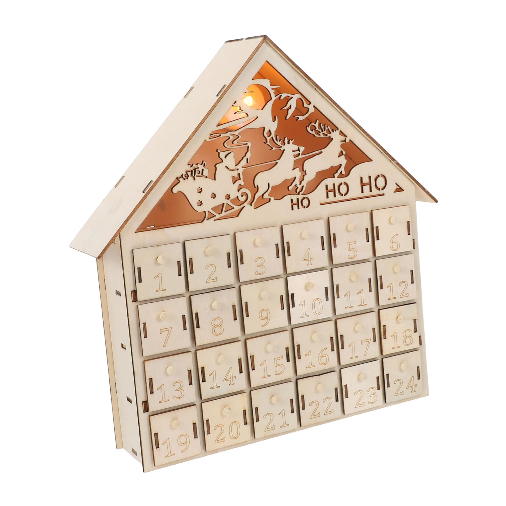 Alipis Calendario de Adviento Navideño de Madera con LED Iluminado Reutilizables para Regresiva Navidad Decoración Rústica para Mesa y Repisa