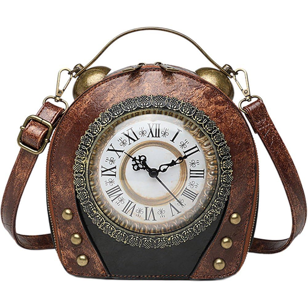 Sac bandoulière horloge steampunk pour festival rétro et soirées déguisées cosplay