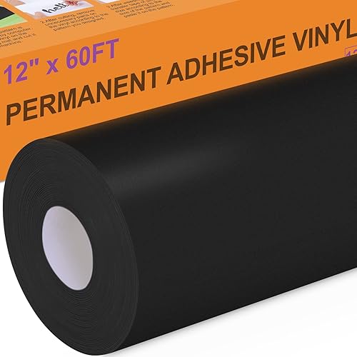 Miniatura 8 de XSEINO Vinilo permanente – Rollo de vinilo adhesivo negro de 12 pulgadas x 11 pies para silueta y otros cortadores, vinilo para automóviles