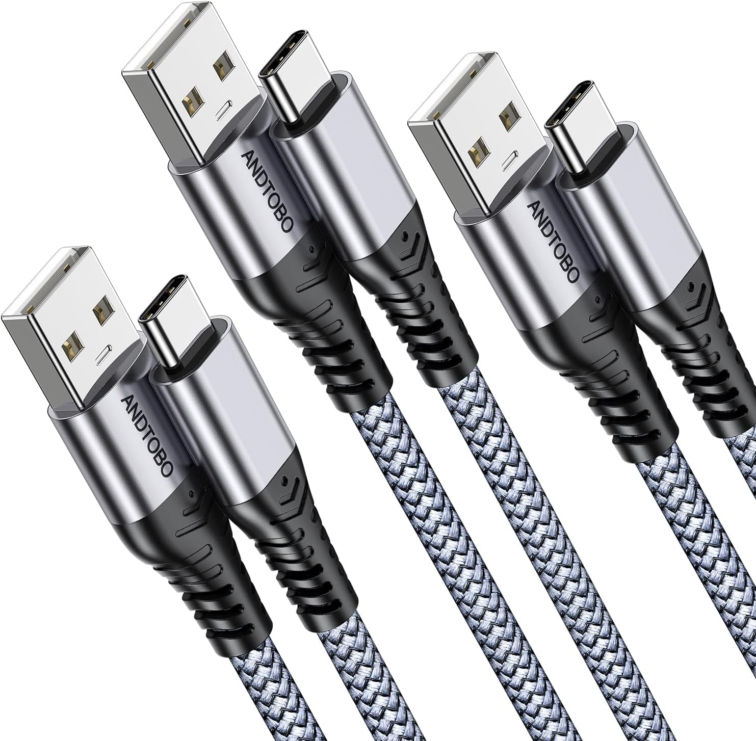 ANDTOBO USB to USB C Cable, (3 Pack) 3.1A USB to USB C Fast Charging Nylon Braided USB C Cable for iPhone 17 Pro Max/17 Air/16 15 Pro Max Plus, Galaxy S21 S22 S23 S20 S10 Note 20, Pixel 7-3.3FT