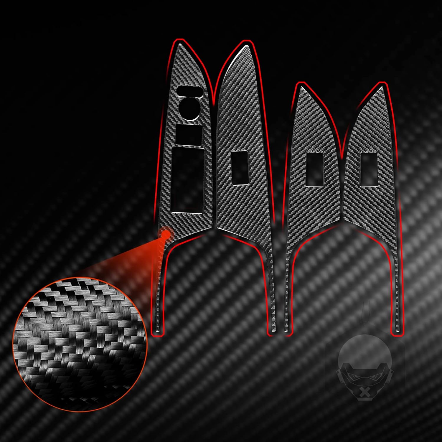 Genuine Premium Black Carbon Fiber Car Interior Stickers Car Glass Lift Switch Sticker 4pcs for Honda Accord 14-17 Carbon Fiber Interior Accessories