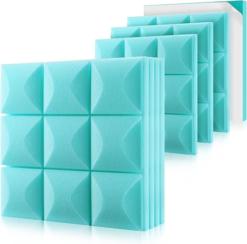 Paneles de espuma acústica de 2 pulgadas de grosor con autoadhesivo, paquete de 12 unidades 2 x 12 x 12 pulgadas de espuma a prueba de sonido