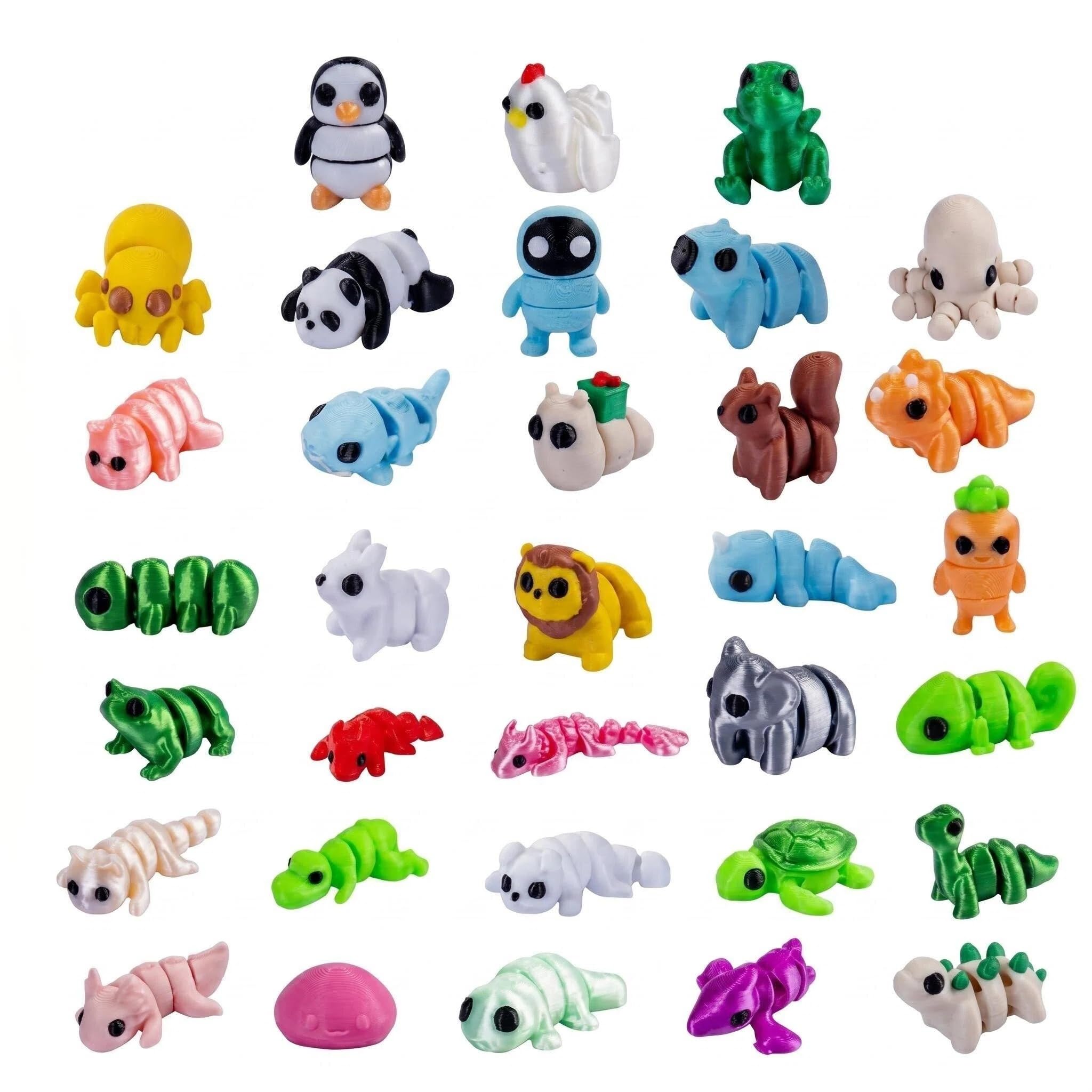 50 Pcs Mini 3D Printed Mini Animals, 3D printed fidget toy for Desk Decoration, Party Favors and Stress Relief, Cute Mini Animals for Decoration, Small Animal Toys for Adult