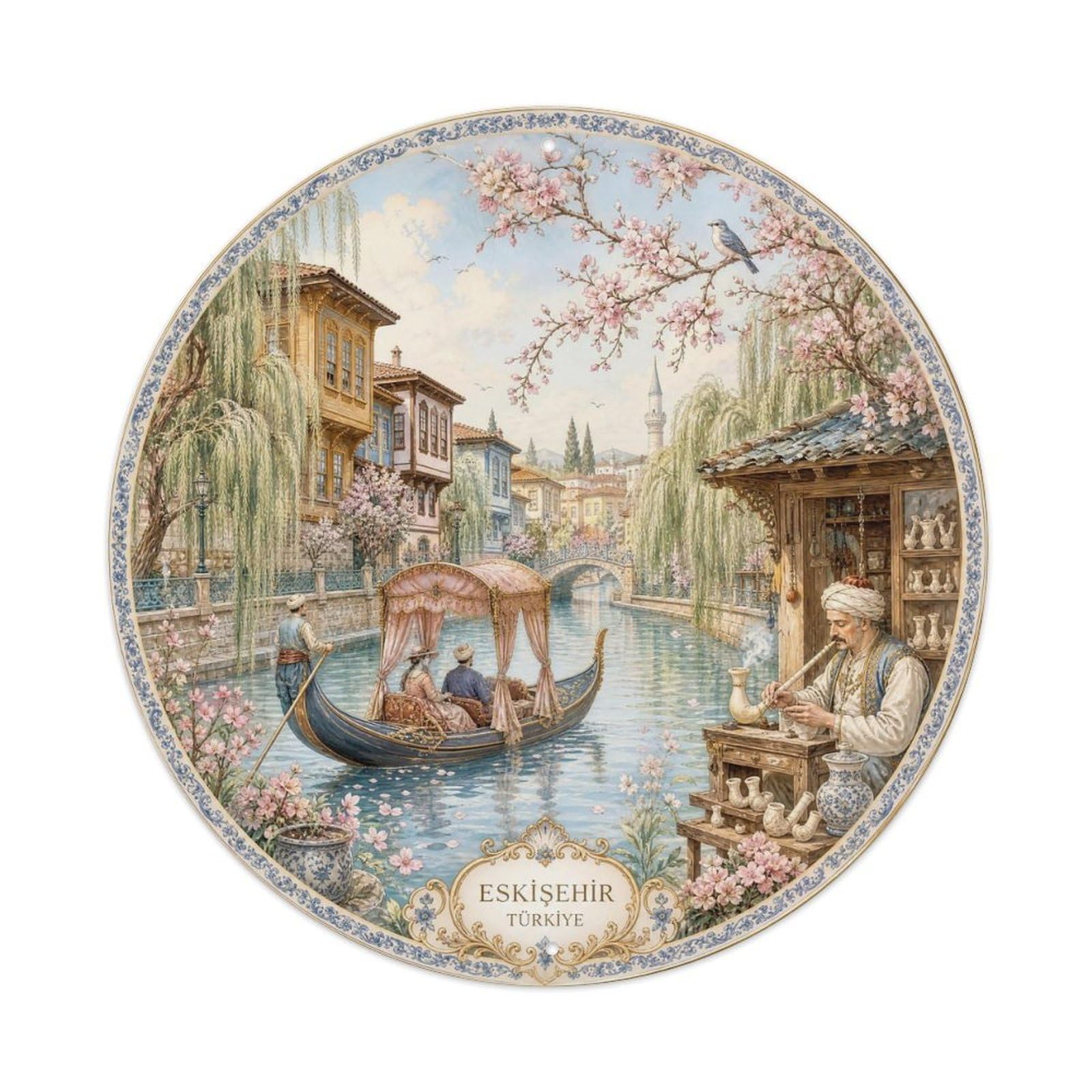 Eskisehir Turkey Canal City Heritage Chinoiserie Metal Tin Sign