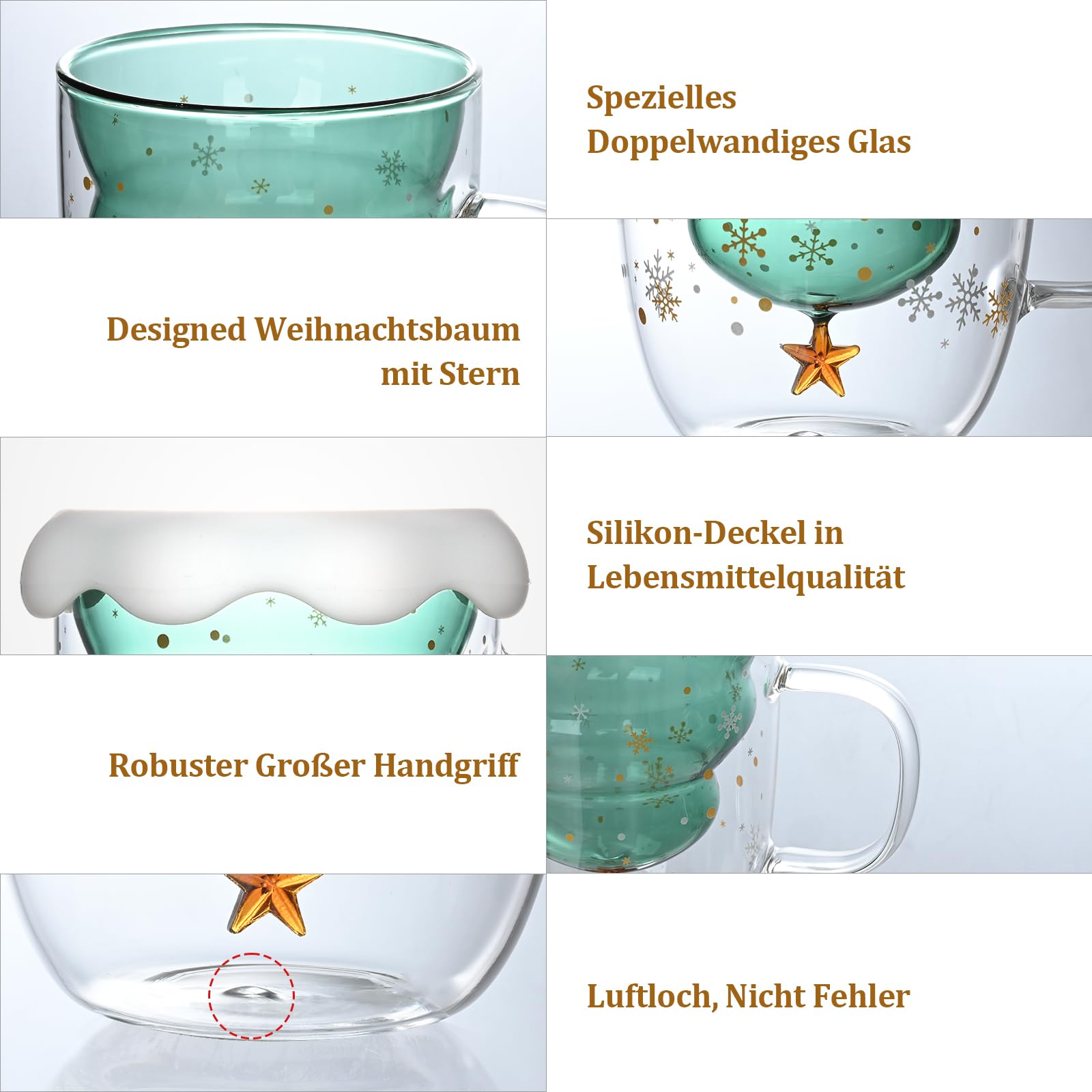 Dubbelwandige glazen mokken Richaa kerstboom geschenken vakantie koffiemokken transparante glazen mok laag hittebestendige mok koffie melk thee 280 ml