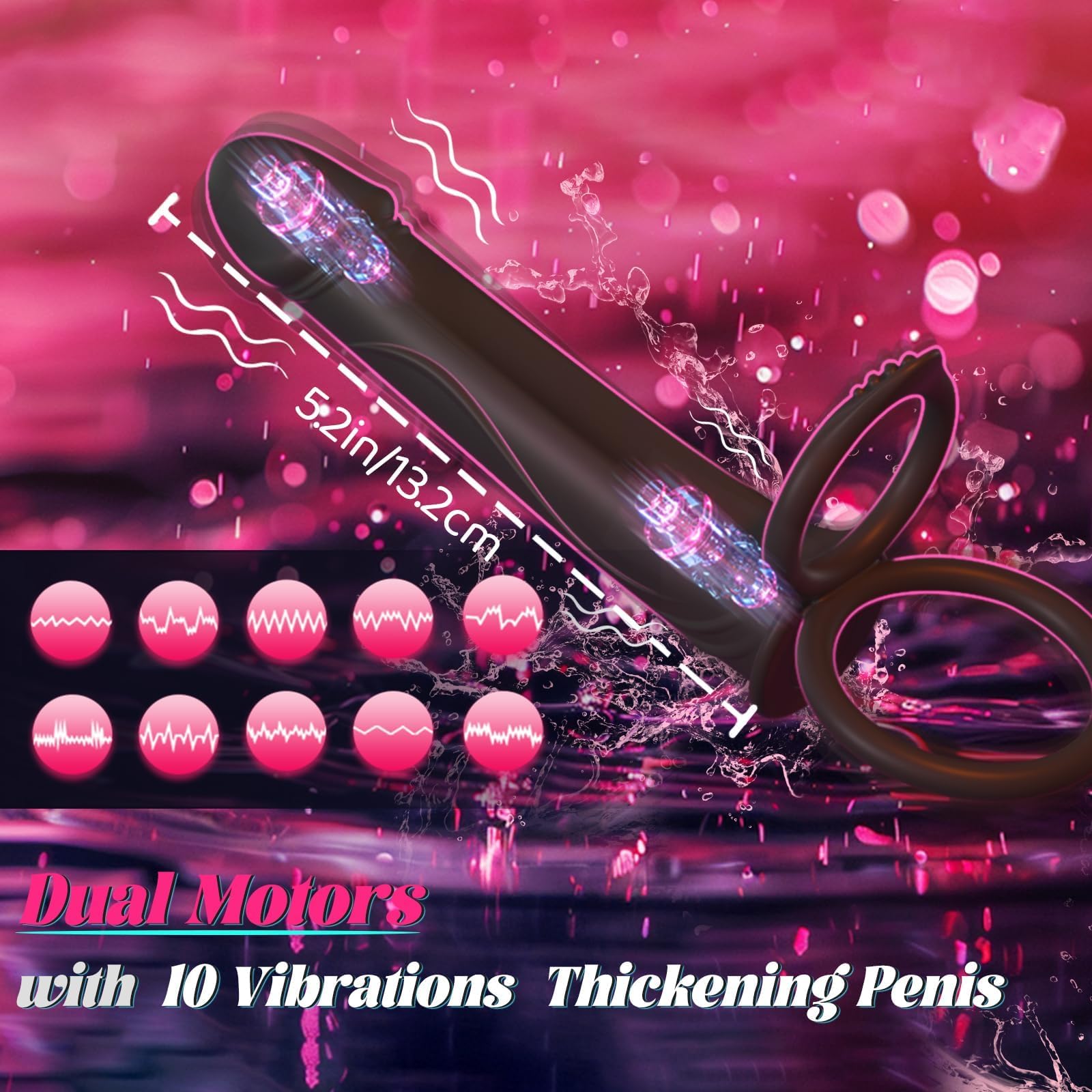 Juguetes sexuales para adultos y hombres con correa anal y anillo vibrador para el pene, consolador anal con tapón anal vibrador, juguete sexual con 10 vibraciones, consolador doble para hombres