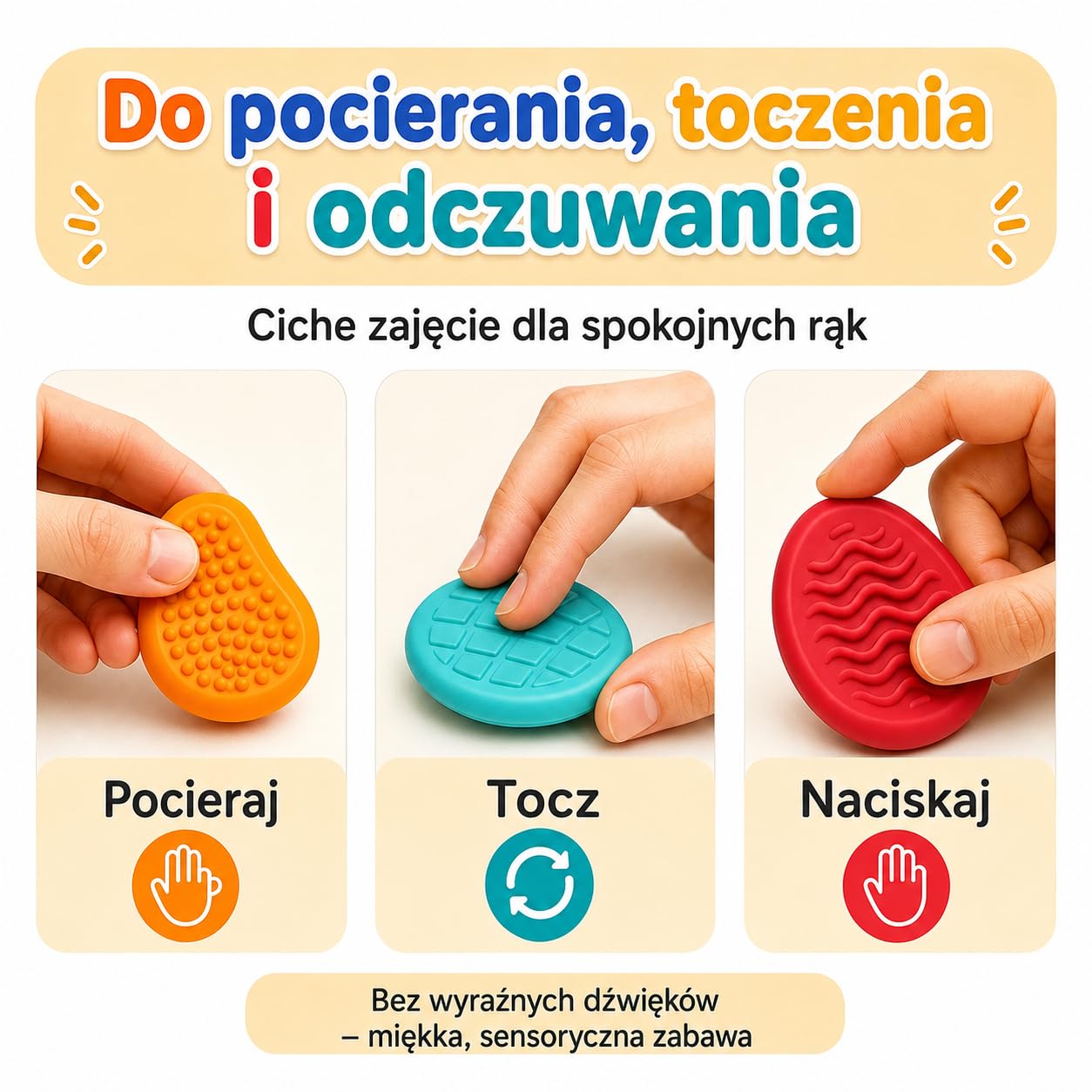 Silikonowe zabawki sensoryczne Fidget Toys 6 sztuk, antystresowe, redukujące stres, prezent dla dzieci i dorosłych, ADHD i autyzm