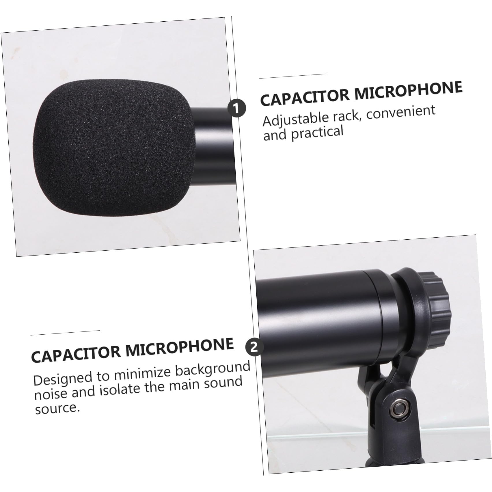 1Satz USB Kondensator Mikrofon mit Mikrofonstativ für PC Laptop Podcast und Geräuscharm Leicht zu Installieren Teiliges Zubehör Schwarzes Netz