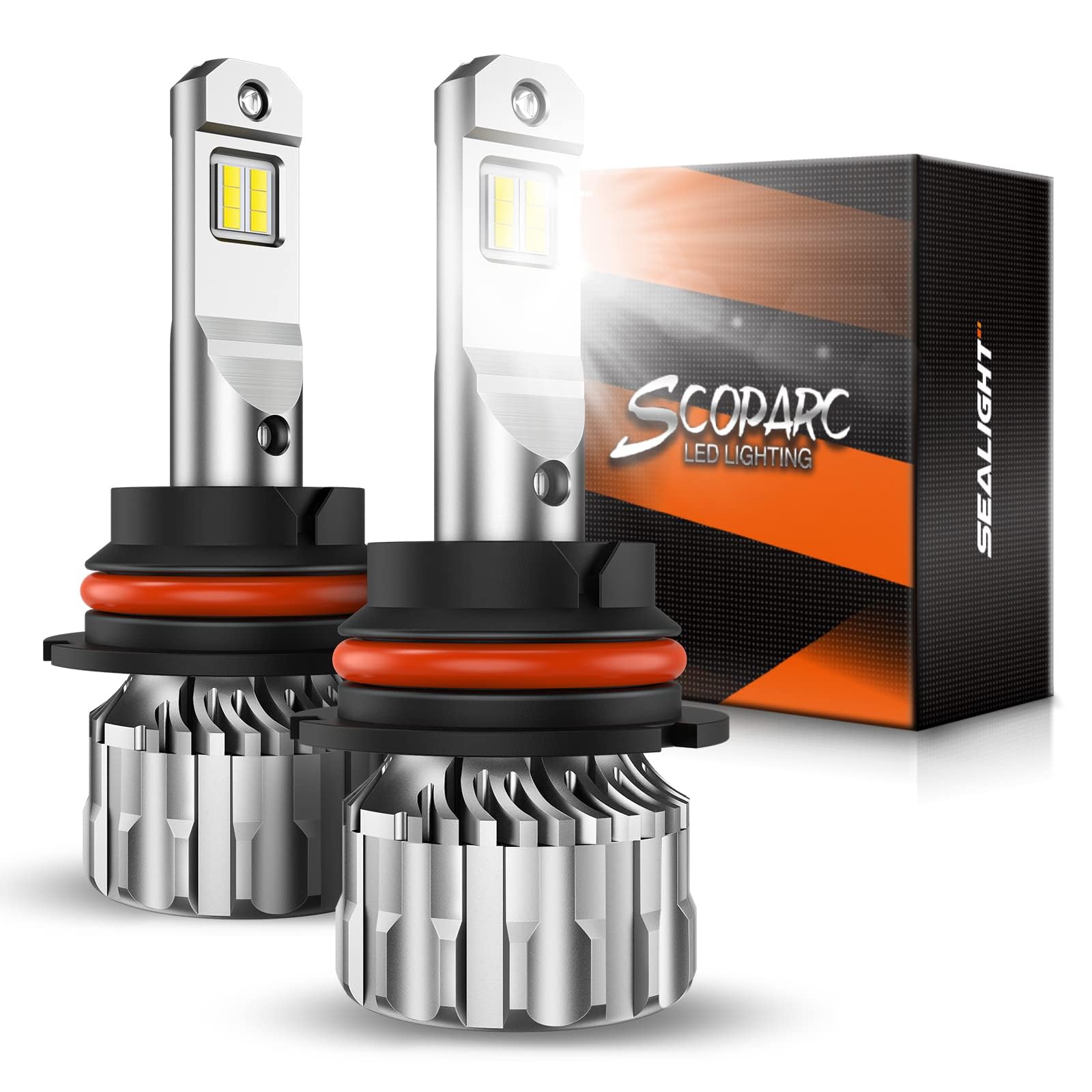 SEALIGHT 9004 Bulbs 76000LM Brighter, 6500K Xeon White S6 9004 Fog bulbs, 60000+ Ultra-long Life HB1 Dual Bulbs with Fan, 5 Min Plug-N-Play, Marker Light Assemblies, Pack of 2