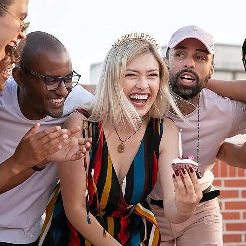 Miniatura 8 de CIEHER Diadema de cumpleaños con corona de cumpleaños, diadema de feliz cumpleaños para mujer, sombrero de cumpleaños, tiara de cumpleaños para