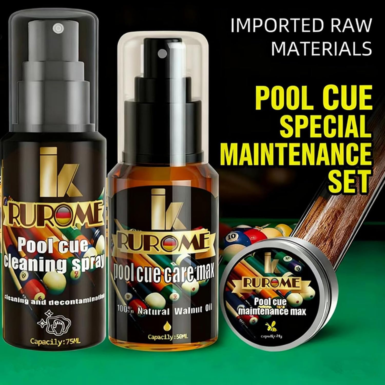 Billiards Pool Cue Shafts Maintenance Kit,Professional Level Cleaning and Smooth Maintenance kit for White Wax Wood Table and Club