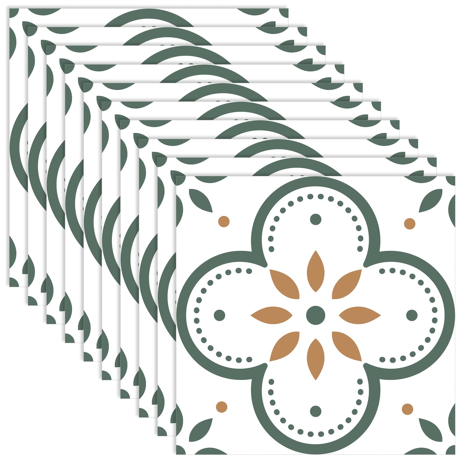 YXHZVON Tile Stickers, Pack of 10 Kitchen Splashback, Tile Stickers, 20 x 20 cm, Self-Adhesive Tile Wall Sticker for Bathroom, Kitchen, Bathroom - Tile Film, Self-Adhesive, Green Texture