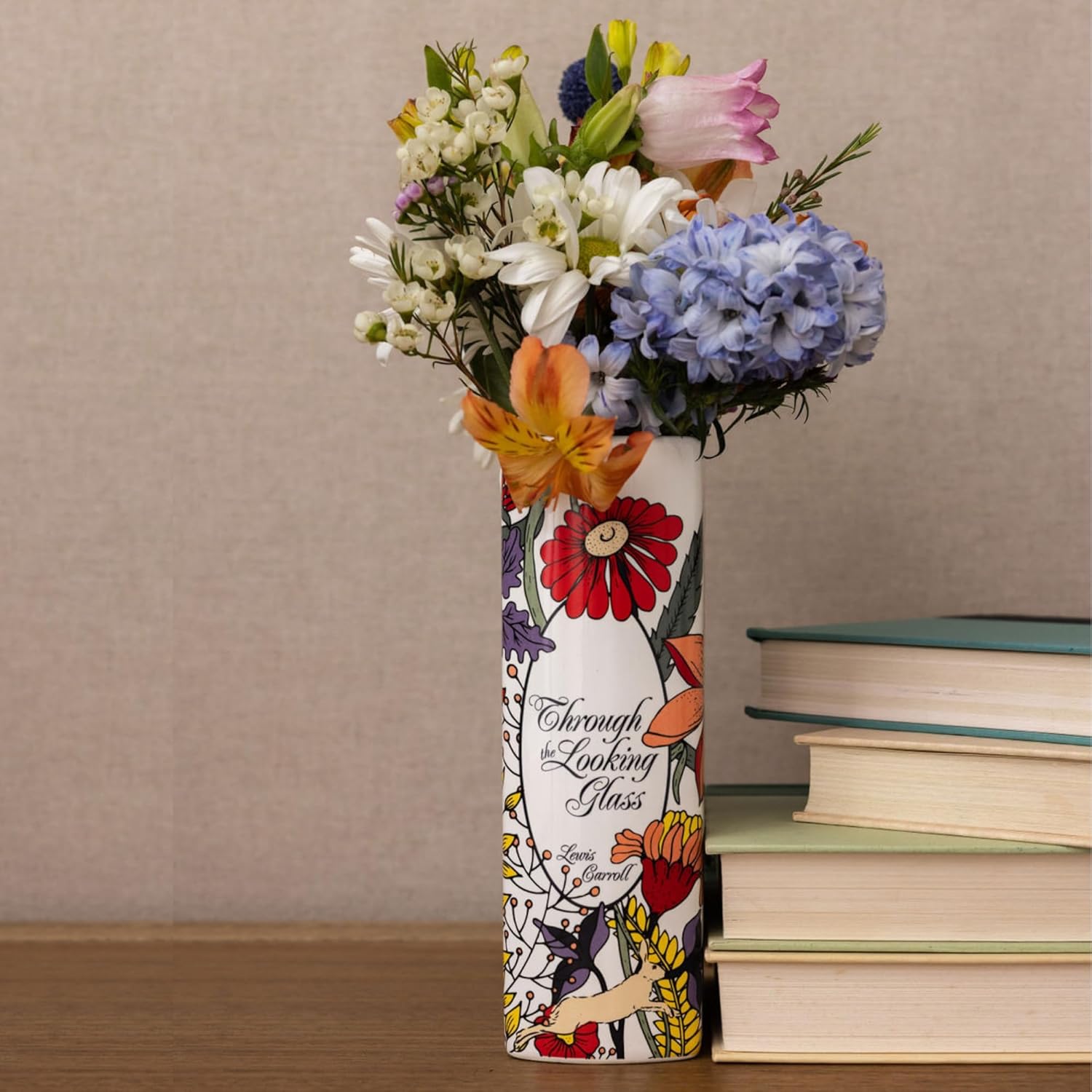 Steel Mill & Co Original Book-Shaped Decorative Vase, Ceramic Vases for Home Decor, Cute Bookshelf Decor, Unique Vase for Book Lovers (Large - Through The Looking Glass) - Image 6