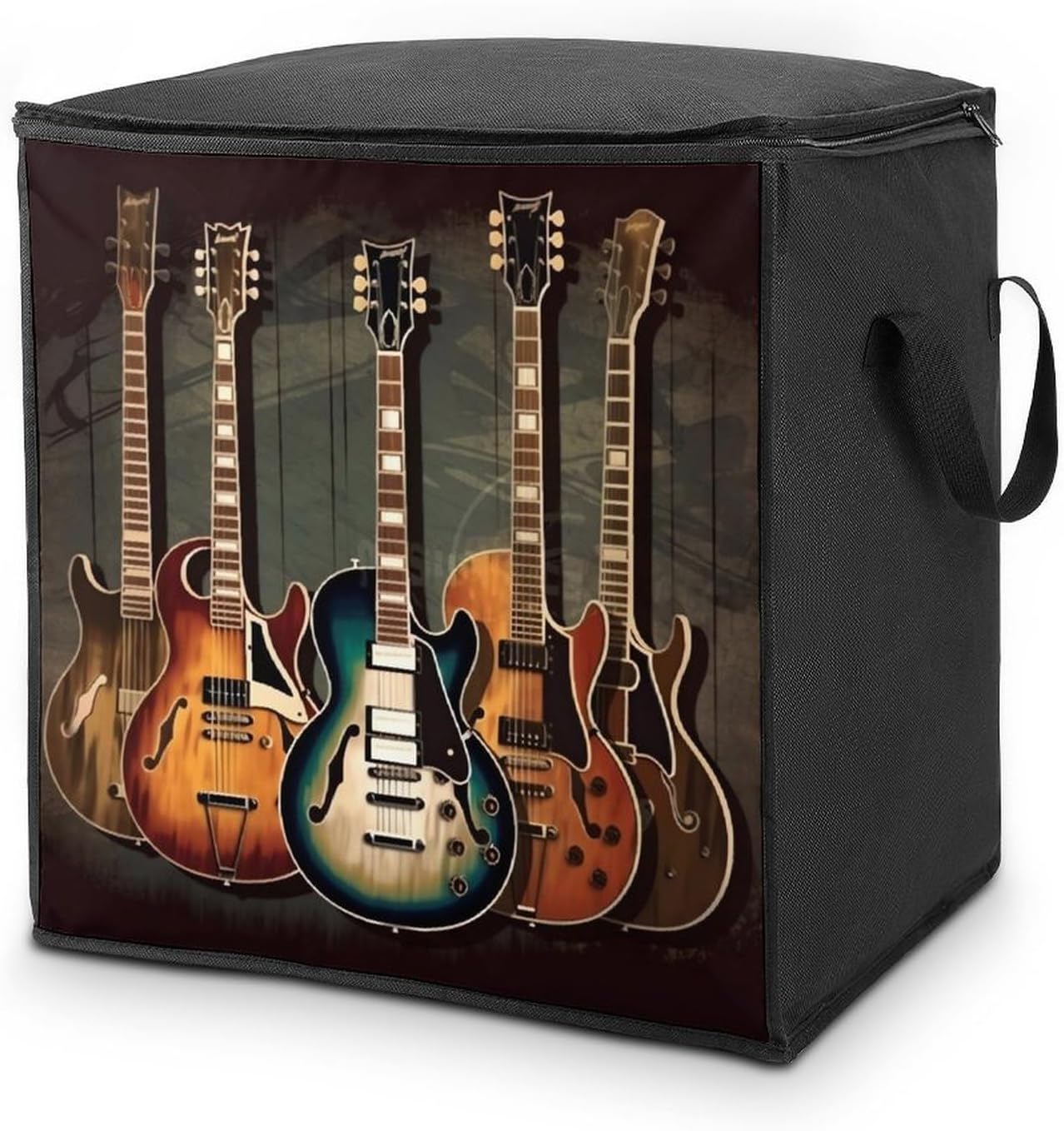 Quilt Storage Bag,Guitars Art Printed Large Foldable Storage Container Portable Travel Storage Bag for Blankets, Quilts, Clothes, Comforter, Bedding And Pillows