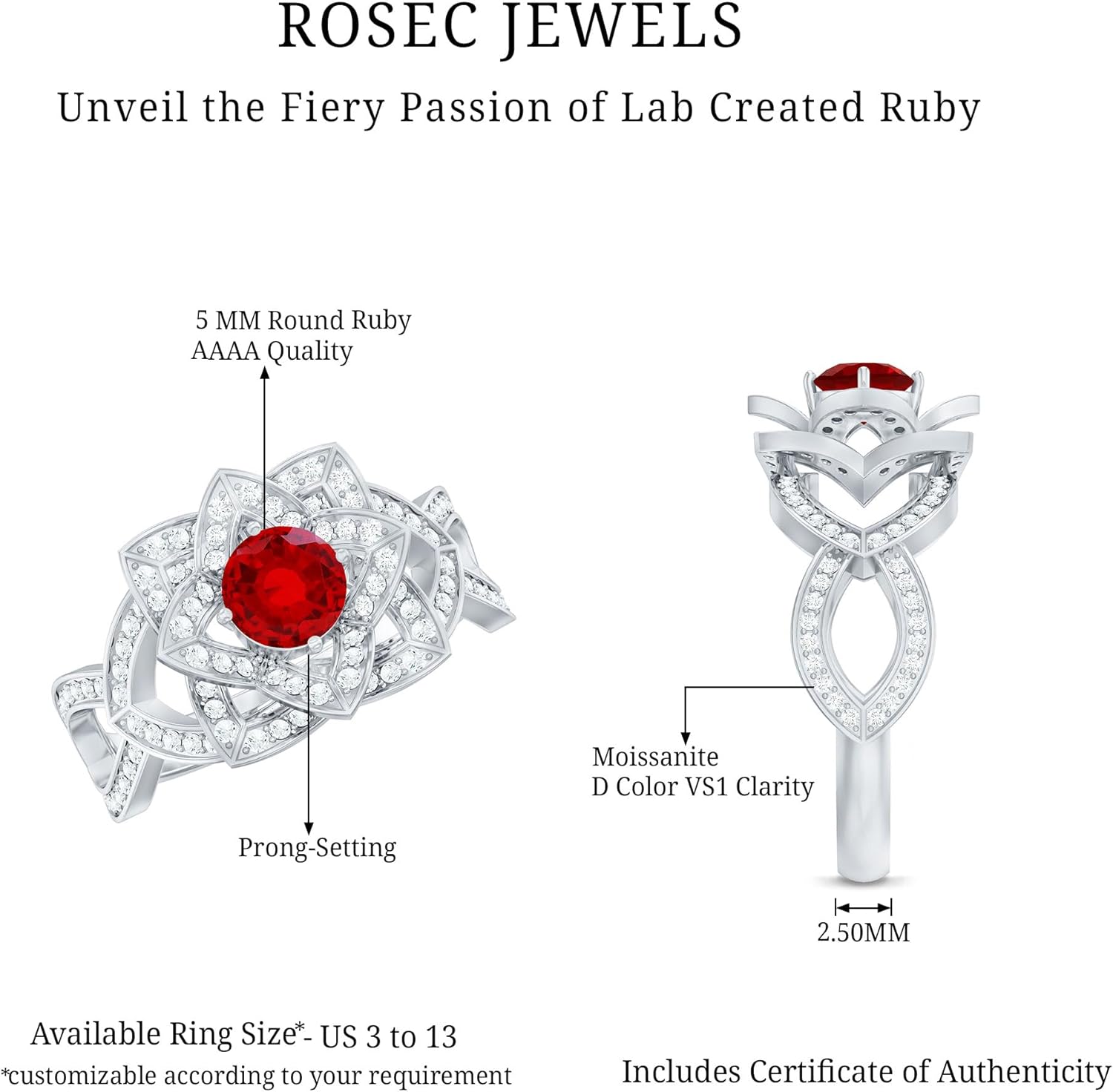 Certified 1.1 Carat Lab Grown Ruby Vintage Engagement Ring, Aaaa Quality, Ruby Floral Ring - Gift For Special Occasions