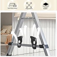 Vista 2 de Estante de secado de ropa de 94 pulgadas, estante retráctil de acero inoxidable con ganchos, estante de secado de ropa plegable que ahorra espacio