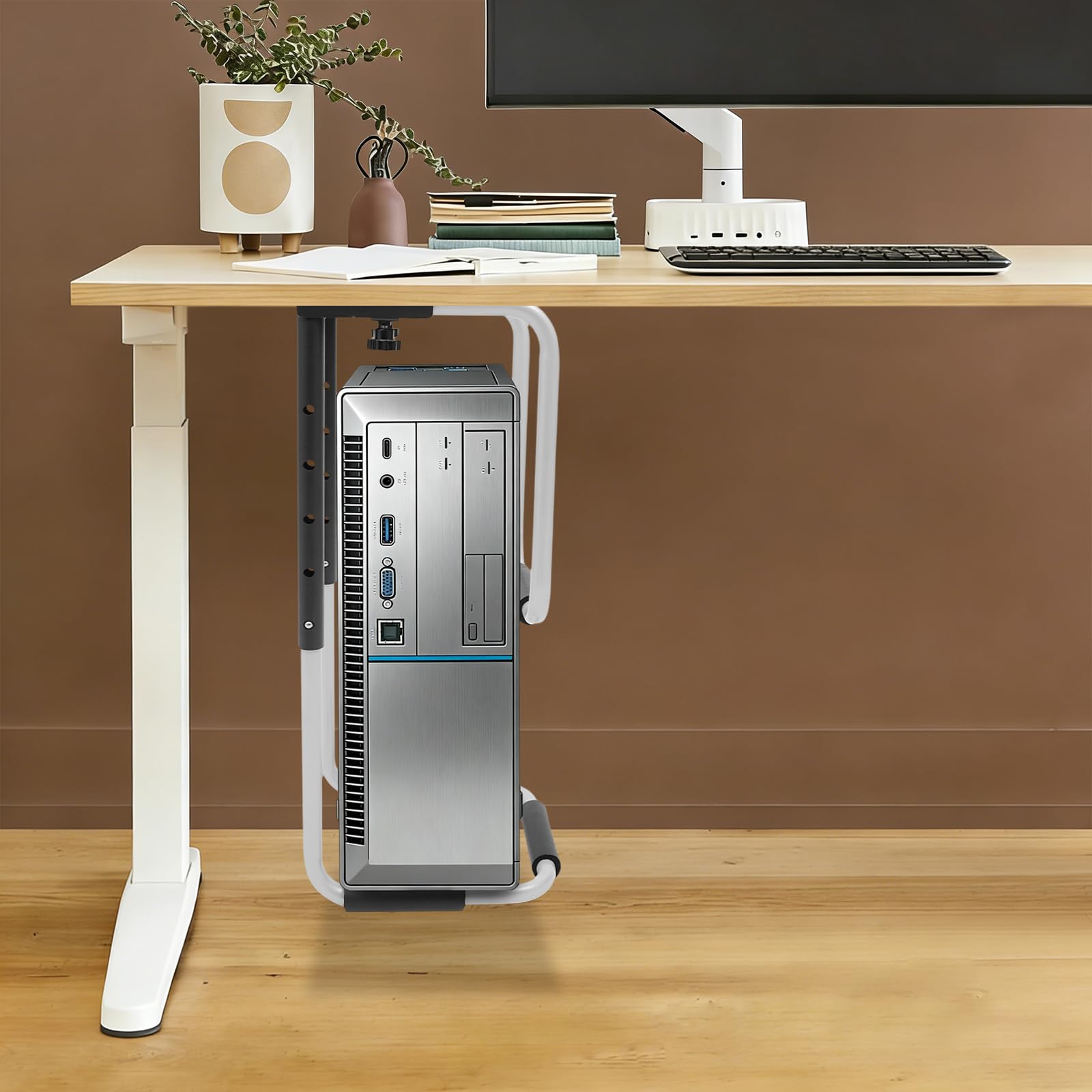 Supporto regolabile per PC sotto la scrivania | orizzontale 15-30 cm e verticale 30-60 cm, salvaspazio, per la maggior parte dei case del computer, portata 27,22 kg