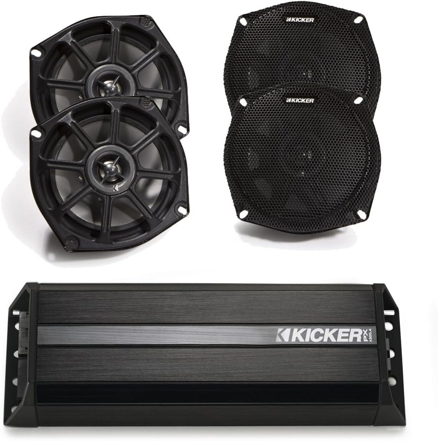 Parlantes KICKER 5.25 Pulgadas 300W 4 Canales Amplificador Para Moto
