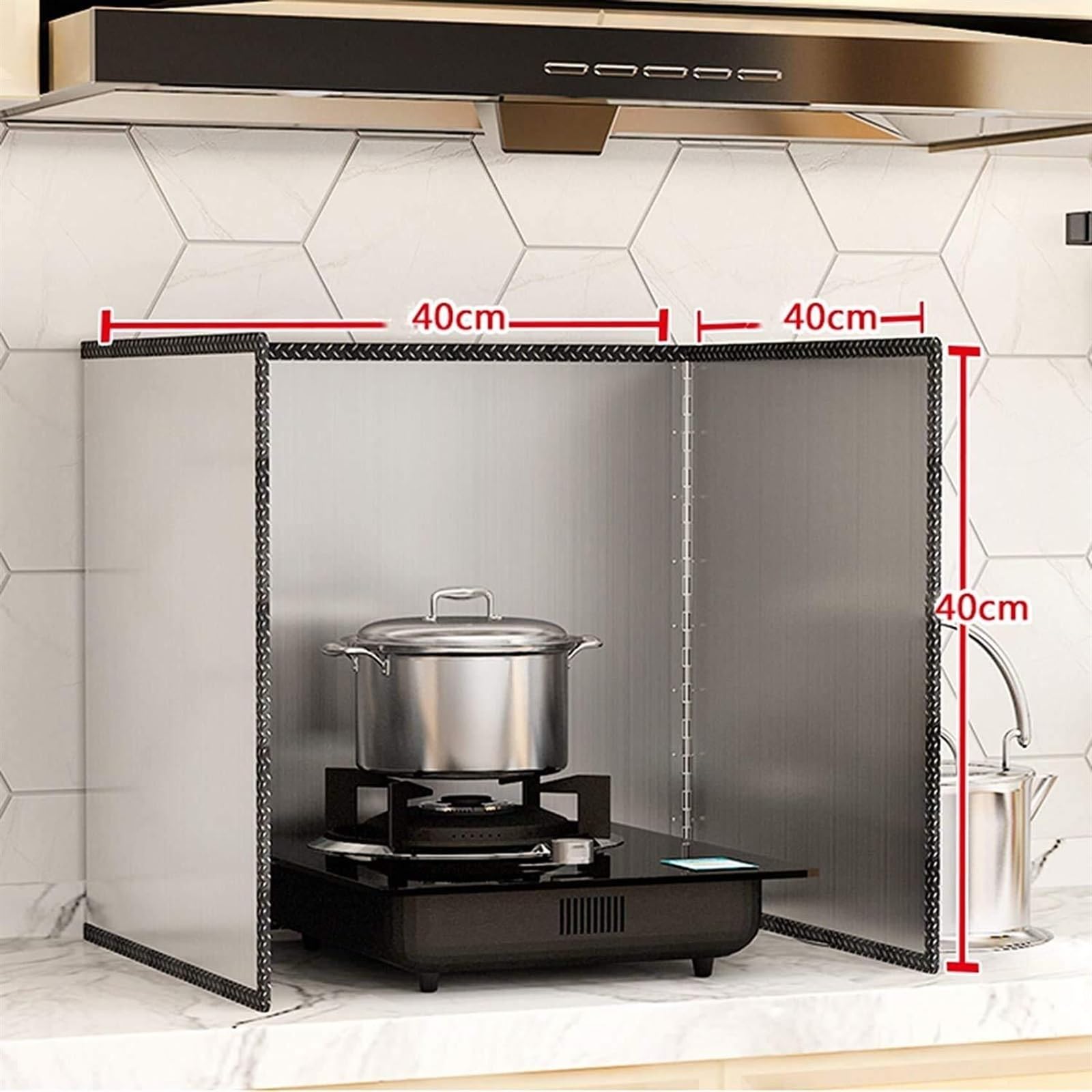YCOLX Acier Inoxydable Plaque Anti Projection Cuisine Pliable Protection D'écran Anti-éclaboussures Plaque Anti-Projections de Cuisson(40 * 40 * 40cm)