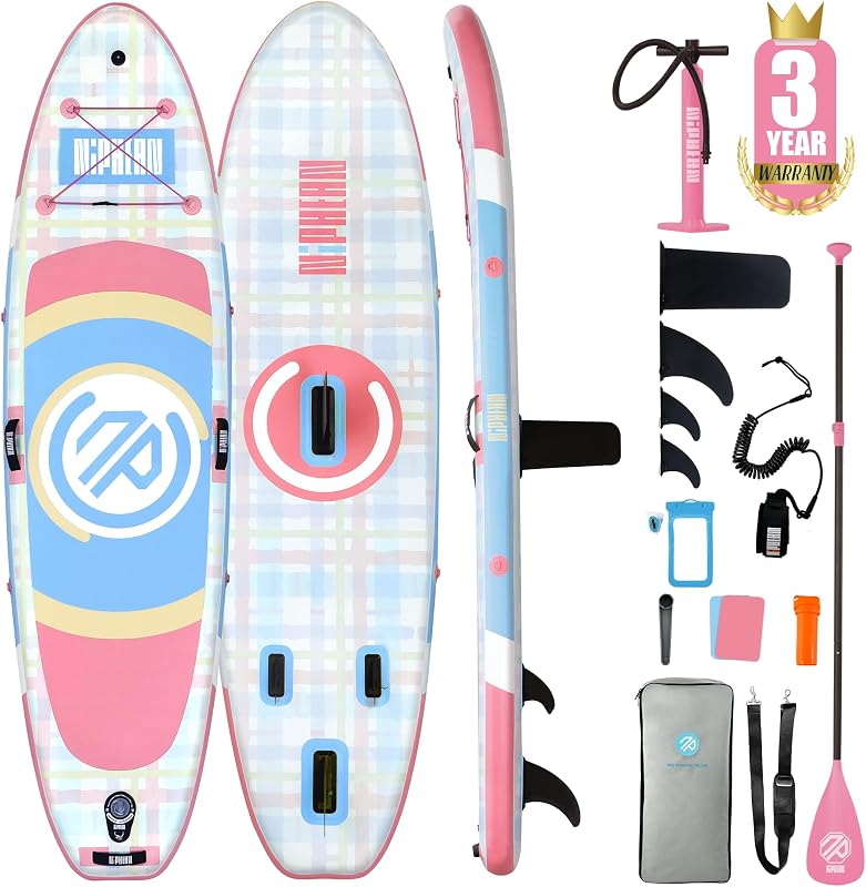 Niphean SUP Gonfiabile con Sedile,(Ultraleggero) Tavola SUP per Donne, Tavola SUP Gonfiabile con Pinna StabilTrac per +30% di StabilitĂ , Tavola da SUP Antiscivolo per Yoga e Animali Domestici