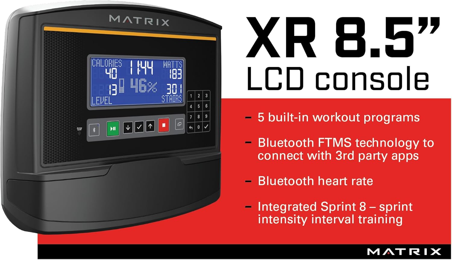 Matrix Fitness E30 Elliptical with XR | 8.5" LCD | Low Impact Workouts, Full Body Cardio, High Calorie Burn | Space Saving Compact Design, Suspension Elliptical