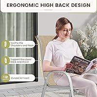 Vista 7 de UDPATIO Juego de 2 sillas de patio, sillas de comedor apilables plateadas para exteriores con respaldo alto, silla de tela de textileno transpirable