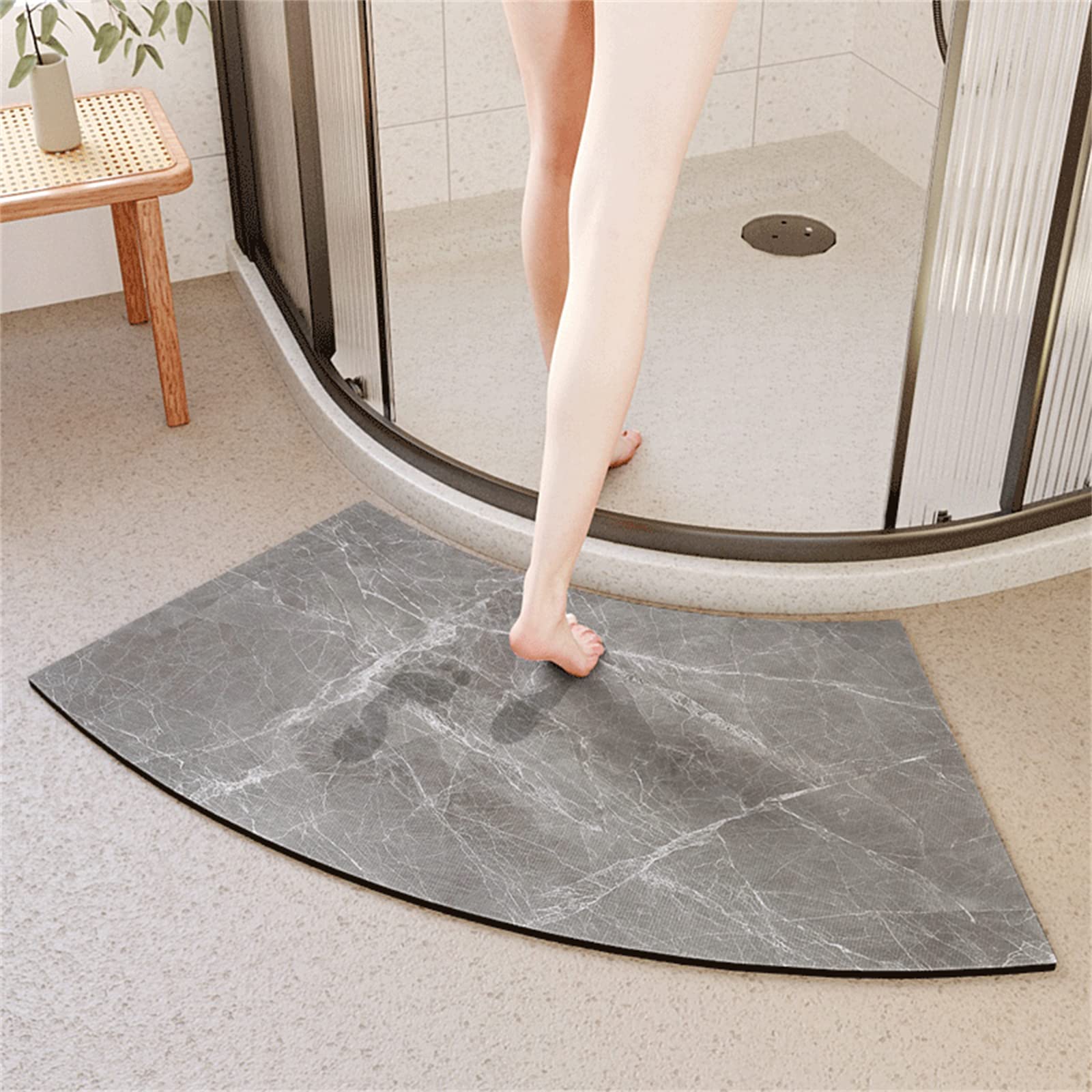 Diatomaceous Earth Bath Mat Super Absorbent Fanned Floor Mat, Quick-Drying Bathroom Rugs, Shower Mats Non-Slip Bath Tub for Quadrant Shower Stall, Simple Kitchen (Size:40 * 75cm,Color:g)