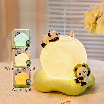 Panda Humidifier - Small Mini Cute Air Humidifier, Desktop Office Aromatherapy Essential Oil All-in-One with Luminous Ambient Lights